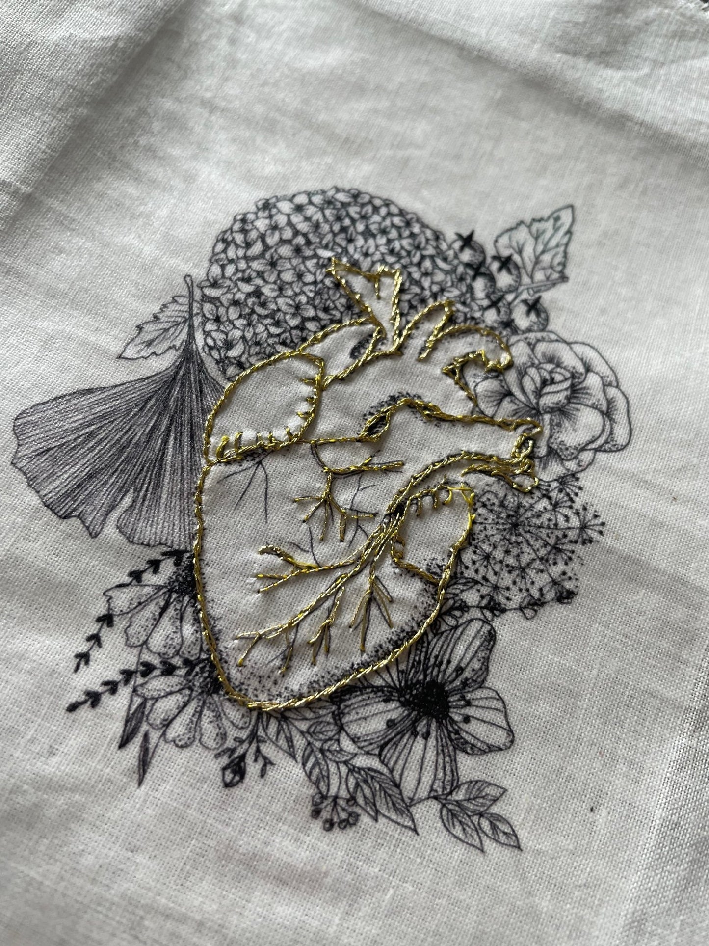 Cœur fleuri à broder - Mamoizelle K